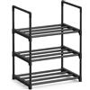 SONGMICS Scarpiera a 3 Ripiani, Scaffale Portascarpe, Organizzatore in Metallo, per 3-6 Paia di Scarpe, Impilabile, Corridoio, Soggiorno, Camera da Letto, 30 x 42,5 x 54,5 cm, Nero LSA003B01