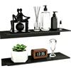 Wisfame Mensole da Muro Nero in Metallo, 2 Pezzi Mensole Doccia, 40 × 12 cm | Massiccio Impermeabile | Alluminio Inossidabile, Portata 10kg, Mensole Decorative Parete per Cornici, Piante, Docciaschiuma
