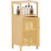 HITNET Mobiletto Bagno Rattan Piccolo, Armadietto Bagno da Terra, Bambu Mobile Basso a Pavimento con Porta Singola e Scomparto Aperto, per spazi piccoli, Naturale