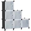 AWTATOS Scaffale a cubo con ante impilabili a 6 cubi, per camera da letto e vestiti, armadio portatile fai da te, nero