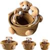 SilverChry 3Pcs Cesto di Pasqua, Cestino per Uova di Pasqua, Cestino Coniglietto Pasquale, Cestino Pasquale per Bambini, Cestino Intrecciato Coniglietto Pasquale, Regali di Pasqua Cestino (Marrone)