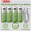 Rscrola Batteria al Litio AA Ricaricabile USB 1.5V 13600mAh di Ultima Generazione, Ricarica Rapida, 2000 Cicli con Cavi USB-C