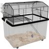 PawHut Gabbia Pawut per criceti, gabbia per piccoli animali, 2 piani, con ruote, piatto. Gabbia per criceti a forma di piatto e scala, in filo d'acciaio, 57x43