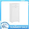 SoBuy BZR21-II Mobiletto Bagno Salvaspazio con Cassetto e Cesto Portabiancheria Estraibile - Armadietto Stretto Verticale per Bagno Piccolo o Lavanderia - Mobile Bagno in MDF Bianco, L40×P38×H90 cm