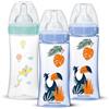 DODIE Set di 3 biberon da 330 ml, per bambini, con tettarella rotonda, anti-colica