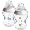 Tommee Tippee biberon anti-colica Natural Start 260ml, 2 pezzo con tettarella a flusso lento simile al seno materno, valvola anti-colica, autosterilizzante, decorato