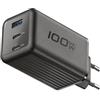 Cellularline caricabatterie da rete multipower performance GaN+ 100 W con 2 porte USB-C Power Delivery, 1 porta USB-A Quick Charge 30 W, ricarica simultanea, compatto, nero