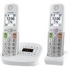 Panasonic KX-TGU432EXW Telefono Cordless Digitale con Segreteria Telefonica, Unità Base e 2 Ricevitori, Display LCD, Fav Call, Torcia, Compatibile con Apparecchi Acustici, Bianco e Argento