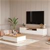 LBSIGN Composizione Da Soggiorno Mobile TV Con Tavolino Bianco E Rovere Frame