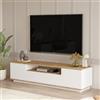 LBSIGN Mobile TV Da Terra 180x45x45 Bianco E Rovere Effetto Legno Frame