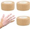 NISYQHA 3 Rotoli Benda Elastica Coesiva, 2.5cm x 4m Garza Autoadesiva Bende Nastro, flessibile bende, Non Tessuto Autoadesivo Benda Salvapelle Fasciature Per Pet Vet Wrap,Mani,Piedi,Ginocchia(carnagione)