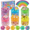 Okaybee Set 6 pezzi Snow Fizz Crunchy Slime Arcobaleno, regalo feste catarro, giocattolo sensoriale compleanno, Pasqua, Halloween