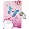 GINMLYDA Diario Segreto Della Farfalla con Lucchetto, Regalo Festivo Quaderno a Righe da 80 Pagine Quaderno a Forma di Farfalla per Bambini Diario con Lucchetto Diario di Bambine dai 6 7 8 9 10 anni