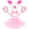 MLPKOI 6Pcs Set di Costumi di Animali, Animale Costume da Maiale con Orecchie, Naso, Coda, Cravatta a Farfalla, Gonna e Guanti, Accessori Carnevale per Festa a Tema Travestimento Cosplay Halloween