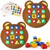 DAWRIS Montessori Puzzle in Legno di 32 Forma Geometrica -Tangram Toy Card Divertente Giocattolo educativo - Ci Sono 32 Pezzi Geometriche e 30 carte di apprendimento-per 3 4 5 6 Anni Bambini