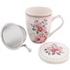 sarcia.eu Set da tè: tazza in porcellana con infusore e coperchio per erbe aromatiche - confezionato in scatola regalo 340 ml (C)