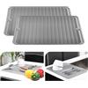 KitchenRaku 2 Pezzi Tappetino scolapiatti 30x40cm, Resistente al calore,Sottobicchieri in silicone antiscivolo, Presine, Tovaglietta, Ripiano per cucchiai (Grigio)
