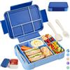 BIBURY Porta Pranzo Ermetico 5 Scomparti, 1300ml Lunch Box con Posate per Bambini Adulti, Bento Box senza BPA con Vasetto per Salse, Schiscetta Pranzo per Scuola, Ufficio, Lavoro e Picnic - Blu Reale