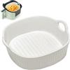 LUPATDY Teglia da Forno 650 ml, Forma Quadrata 7 Pollici, in Ceramica, con Manici per Lasagne, Carne, Verdure, per Friggitrice ad aria Calda, Forno, Microonde,18.5 x 17 x 6 cm (Bianco)