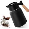BORDEAG Caraffa Termica 1,5 L, Brocca Termica, Caraffa Da Caffè, Thermos, Brocca Sotto Vuoto Isolata Con Manico Effetto Legno per Tè, Caffè, Latte