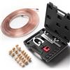 VEVOR Kit di Strumenti per Svasatura Doppia e Singola dei Tubi Freno a 45°, Kit di Riparazione per Tubi Freno Rivestiti in Rame 7,6 mx4,76 mm (16 raccordi e 4 raccordi), con Tagliatubi e 5 Adattatori