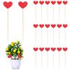 Cyrank 20 Mini Paletti da Giardino a Forma di Cuore, Decorazioni in Legno a Forma di Cuore Rosso Ornamenti da Giardino Paletti Decorativi Per Vasi da Fiori cartello cuore per esterni cartelli per vasi