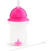 Munchkin Click Lock Tip & Sip Tazze per bambini con cannuccia,Senza BPA ,Senza perdite, Introduzione al cibo , Cannuccia con peso , Tazze per bambini , 10oz/296ml , Rosa