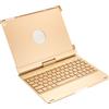 HOPE R Custodia con tastiera LED wireless Bluetooth per iPad Air, iPad Air 2, iPad Pro 9.7, iPad 9.7 2017, 2018, lega di alluminio, oro, layout QWERTY, HOPE R