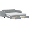 vidaXL Letto da giorno allungabile con cassetti grigio chiaro 90x190 cm in tessuto