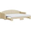 vidaXL Divano letto estraibile con materassi Crema 80x200 cm Tessuto