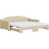 vidaXL Lettino allungabile con materassi crema 100x200 cm in tessuto
