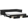 vidaXL Letto da giorno allungabile con cassetti nero 100x200 cm in velluto