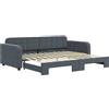 vidaXL Letto da giorno allungabile grigio scuro 90x200 cm in velluto