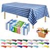 ZIMPLEWARE Tovaglia in plastica usa e getta a quadretti blu di alta qualità (12 pezzi) per tavoli rettangolari (137,2 x 274,3 cm), tovaglie usa e getta per tavoli rettangolari da 1,8 m a 2,4 m