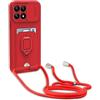 yanasuo Cover con Collana Compatibile con Samsung Galaxy S25 Edge, Cover con Pratico Cordino, Slidable Protezione Fotocamera Slot Carte 360° Anello Supporto, Rosso