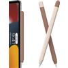 FAFALITHIC 2 custodie in silicone compatibili con Apple Pencil di seconda generazione e Apple Pencil Pro Cover, compatibile con ricarica magnetica e doppio Tap (Mocca Marrone + Bianco)