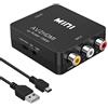 Amtake Convertitore AV da RCA a HDMI 1080P - Adattatore audio video composito CVBS AV a HDMI per PS2 Wii Xbox SNES N64 VHS VCR Camera DVD, supporta PAL/NTSC con cavo di alimentazione USB
