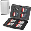 NJCXOLA 8 Scomparti Custodia per Schede di Memoria, 8 Schede SD e 8 Micro SD, per SDXC, SDHC, SD, Resistente all'Acqua, Antiurto (Nero)
