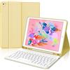IVEOPPE Tastiera iPad 6 Generazione 9.7 2018, Cover Tastiera layout Italiano Bluetooth Senza fili Staccabile, Custodia con Portapenna per iPad 5/4 Gen/Pro 9.7/Air 2/Air 1, Giallo chiaro