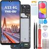 YHX-OU 6.6 Nero Kit Display LCD con Telaio per Samsung Galaxy A13 4G SM-A135F SM-A137F Schermo Completo LCD Touch Assemblaggio + Strumenti + per A13 Vetro temperato