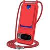 SLWYF Custodia per Google Pixel 10/Google Pixel 10 Pro Cover con cordino regolabile, con porta carte, Silicone Antiurto TPU Regolabile Stylish custodia a tracolla per Google Pixel 10 Pro, Rosso