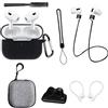 AIYAAIYA Custodia in Silicone Protettiva per AirPods Pro 2 Generazioni: AIYAAIYA Set di Accessori per Apple AirPod 8 in 1 con Supporto per Cinturino dell'orologio/Spazzola per la Pulizia/Portachiavi (Nero)