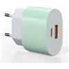 AOKUTDA Caricabatterie Rapido USB C 25W, Alimentatore 2 Porte USBC per iPhone 17/16/16 Pro/16 Pro Max/16 Plus/15 14 13 12 11 Pro Max X XS, Samsung S25 S24 S23 S22 Ultra S10 S9 S8 (Verde 1 Pezzo)