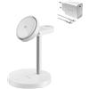 EF ECOFLOW EcoFlow 3 in 1 Qi2 - Stazione di ricarica Magsafe con supporto regolabile, ricarica wireless per iPhone 17/16/15/14 Series, Apple Watch e AirPods, colore: Bianco