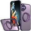 XKchatpt Custodia magnetica con anello ruotabile a 360°Mag-Stand per iPhone 16; cover rigida in silicone antiurto con supporto ad anello per iPhone 16（Viola）