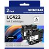 SHUOLEI LC422 LC-422 Cartucce compatibili con Brother LC422 LC422XL Cartucce d'inchiostro Multipack per MFC-J5340DW MFC-J5345DW MFC-J5740DW MFC-J6540DW MFC-J6940DW (2-Pack, 2 Nero)