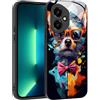 YUXING Cover per Honor 400 - Abstact Art Geometry Pattern Antigraffio Vetro Back Cover, Custodia Antiurto Antiscivolo Sottile (Dog)