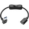 JSADZKJ Cavo USB 3.0 a 90 gradi con interruttore Cavo di prolunga USB 3.0 da maschio a femmina Interruttore Supporta dati e alimentazione per laptop, tampante 12 pollici (angolo verso l'alto)