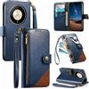 LIAOCY Cover a Libretto per Honor Magic8 Lite/Magic 8 Lite / X9d, Custodia Portafoglio con Cerniera in Pelle PU[Stile Business], Cover Anticaduta con Supporto, Blue.