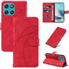 LACAE Cover a Libro per Motorola Moto G77 / G87 / G67 | Custodia Flip in Pelle PU, Porta Carte, Chiusura Magnetica, Funzione Supporto, Case, Red